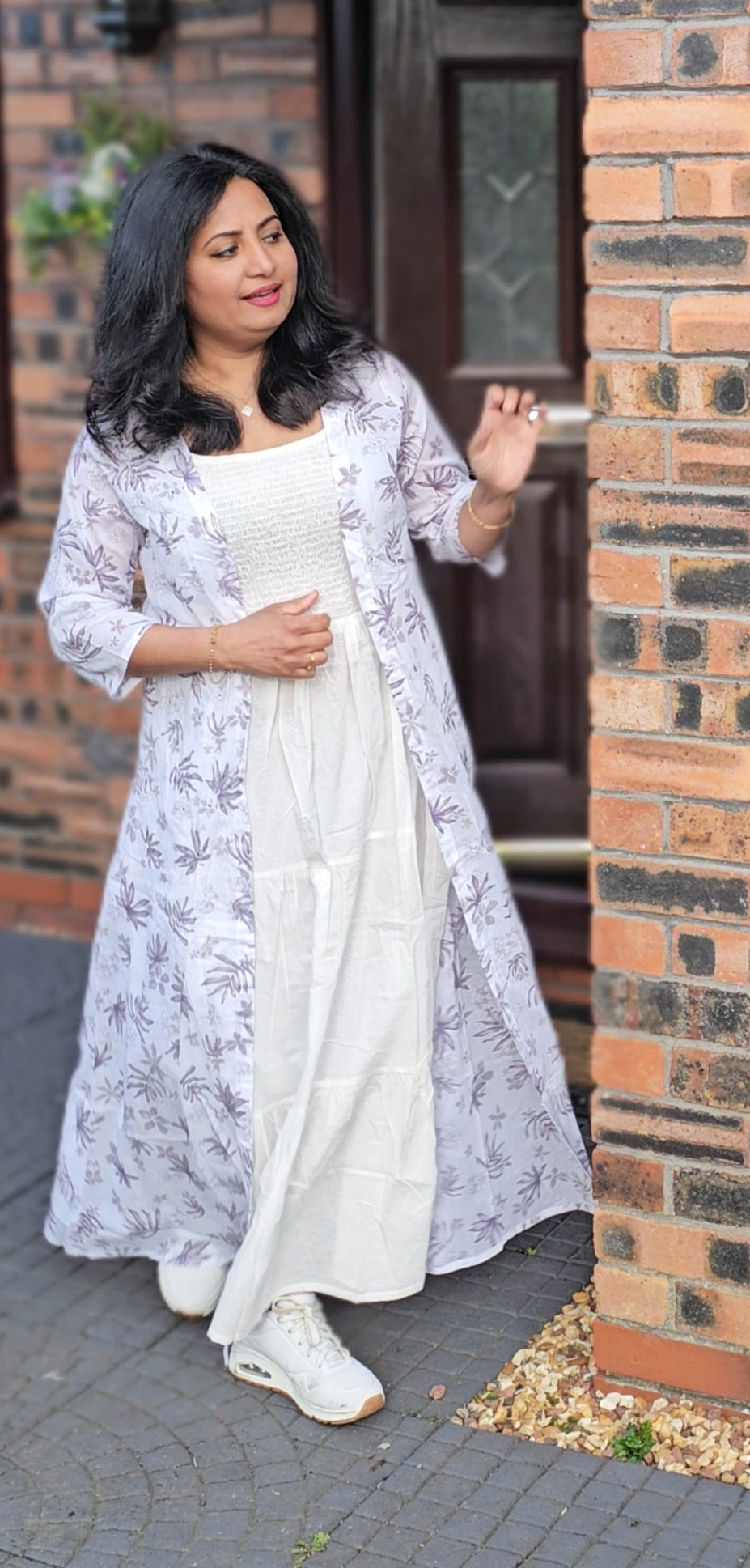 Beautiful cotton Dress/ gown with long jacket 💕 10Jun_19:03