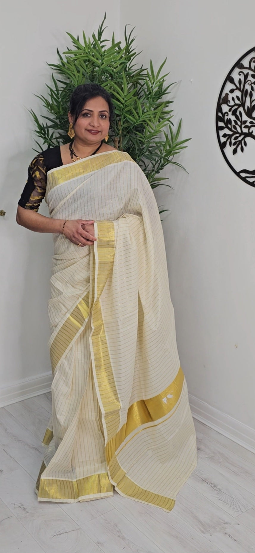 Ready to wear tissue saree with readymade blouse