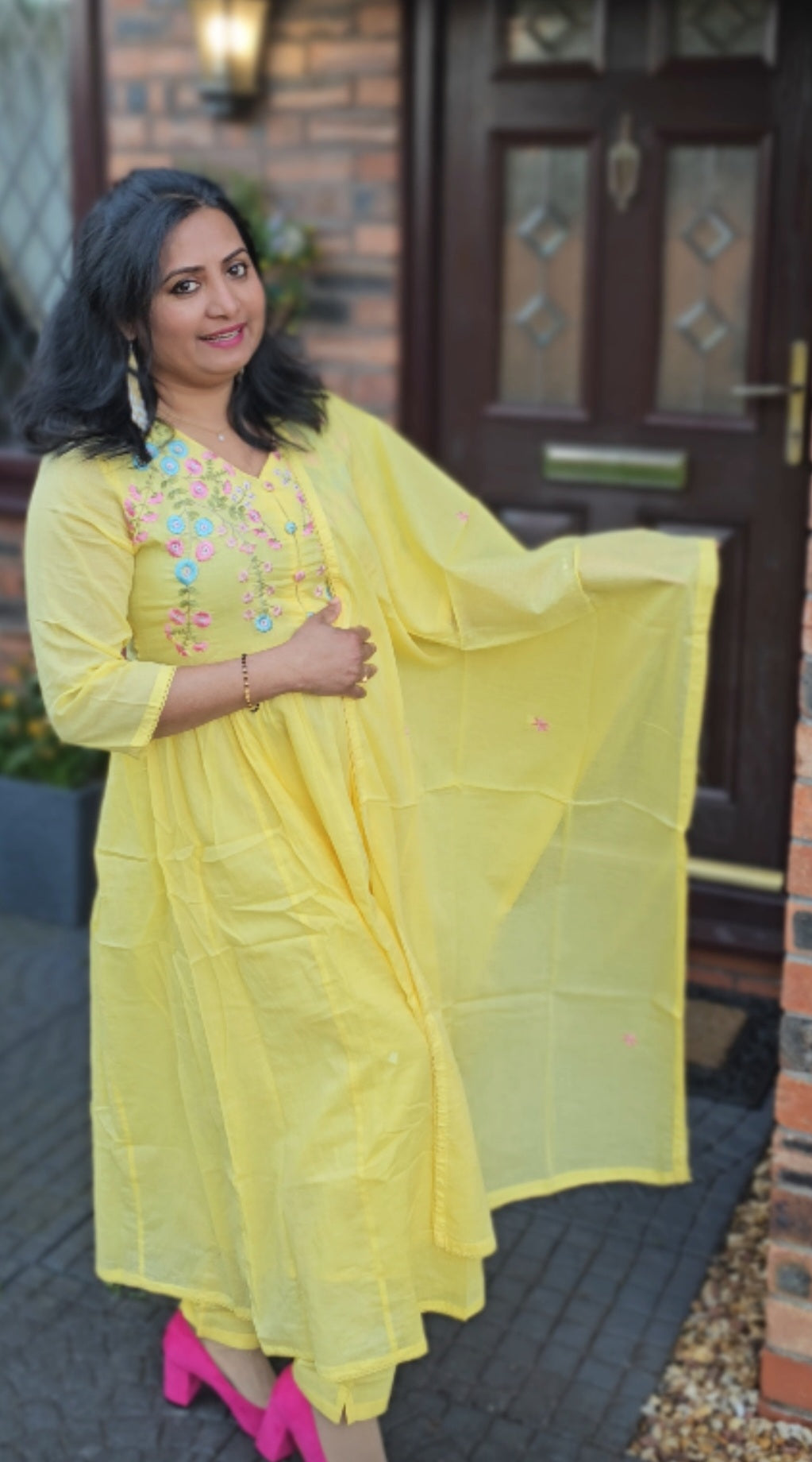 Mulmul cotton panel cut three piece suit (ready to wear)