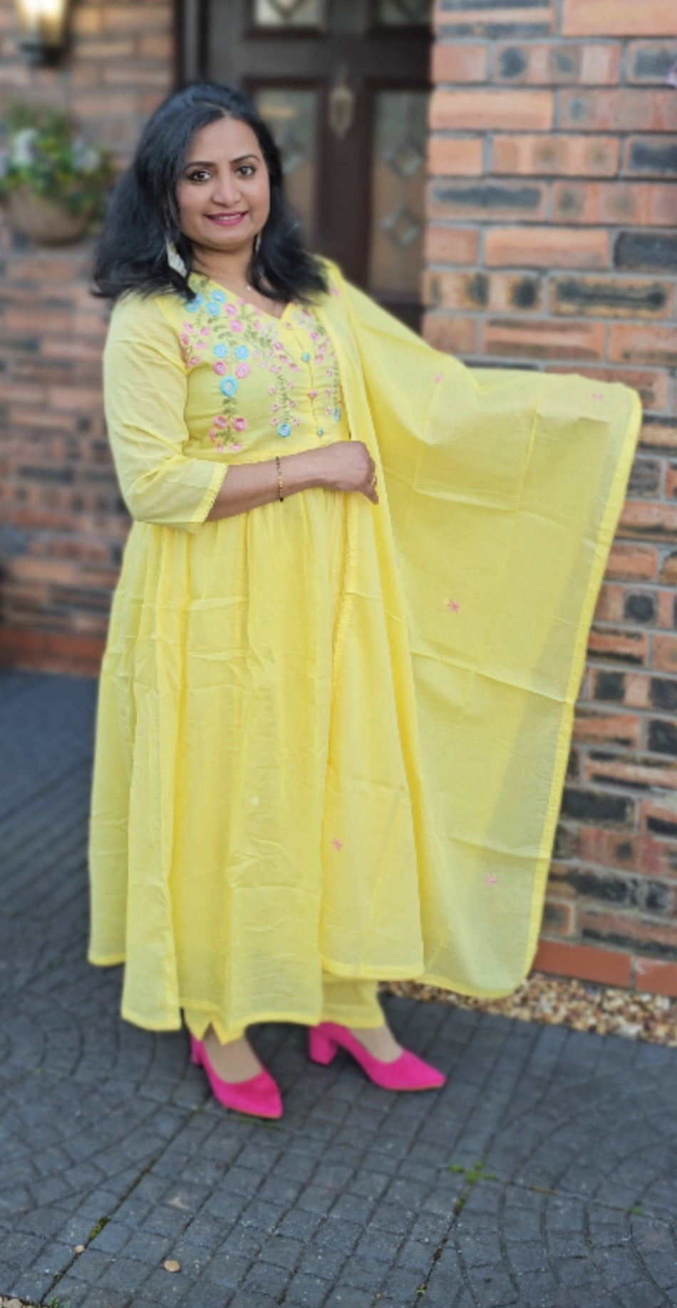 Mulmul cotton panel cut three piece suit (ready to wear)