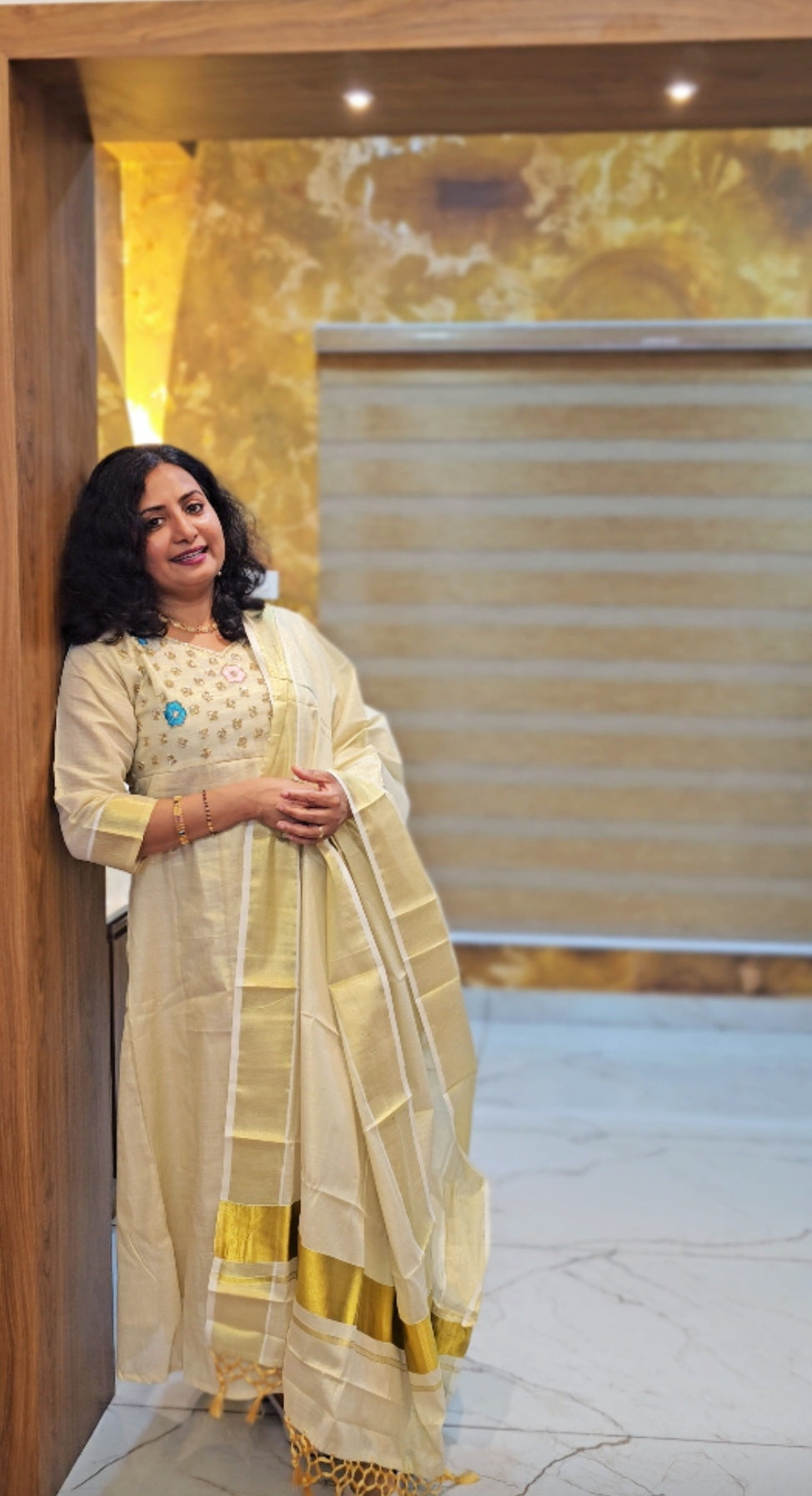Beautiful hand worked Anarkali  three piece suit