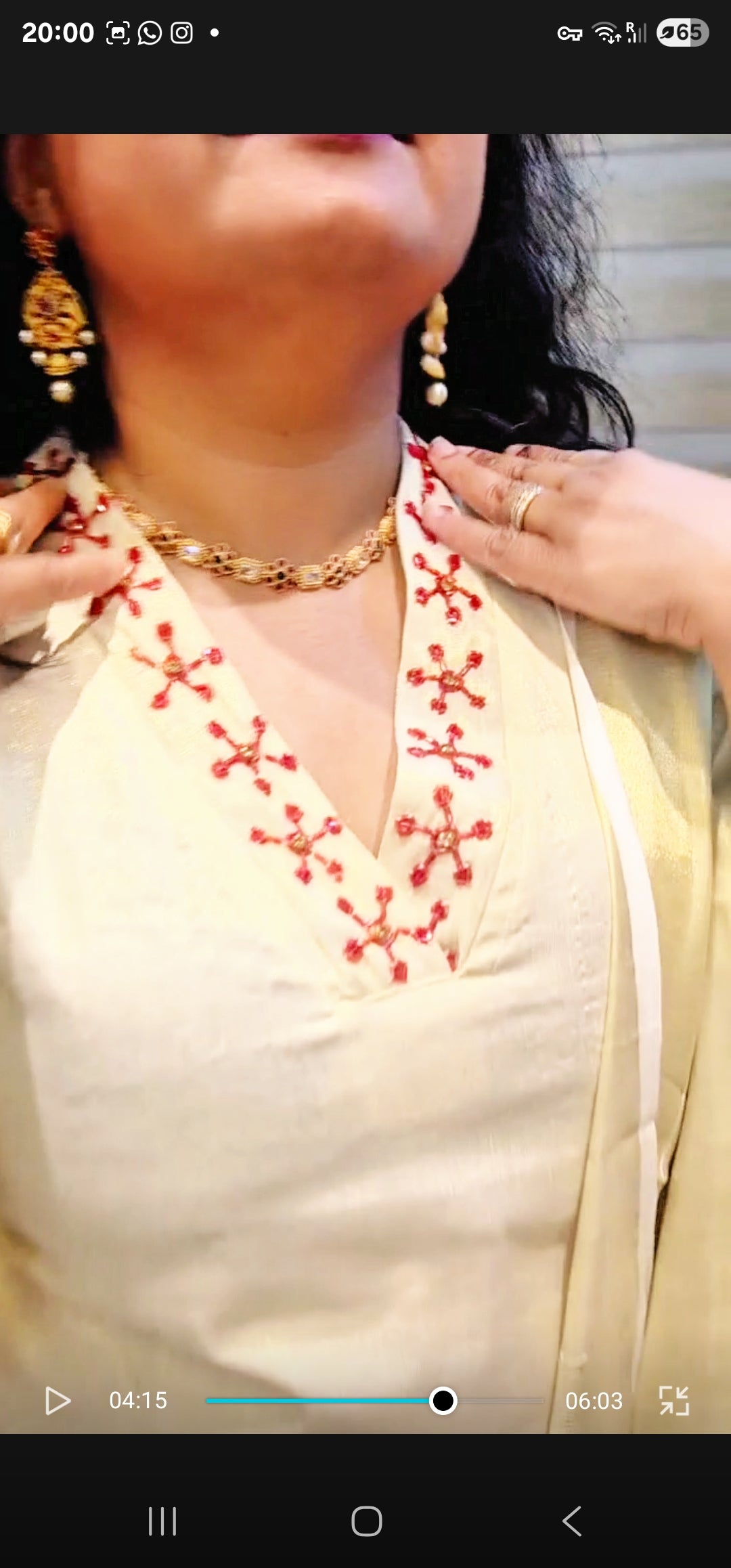 Beautiful hand worked Onam tissue three piece suit