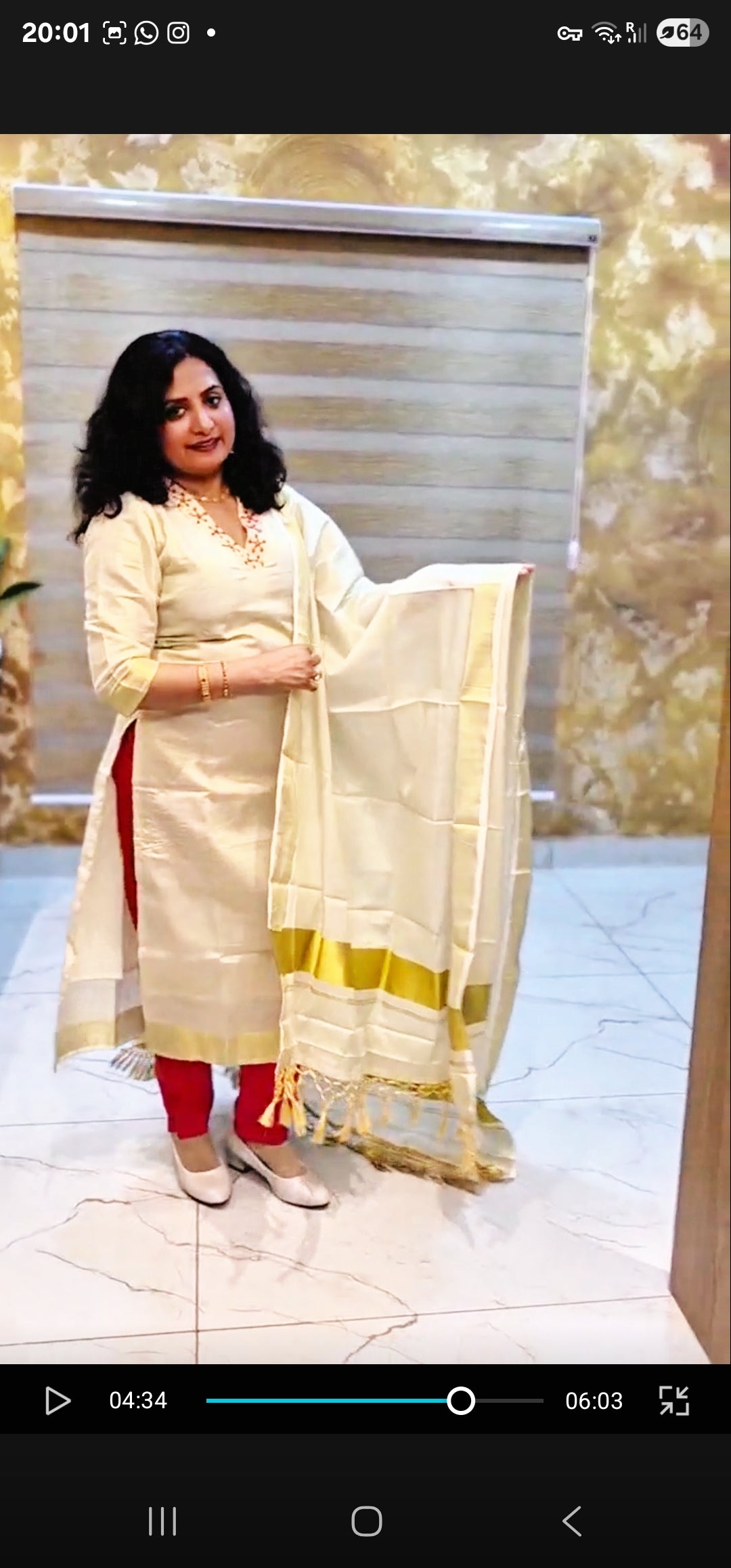 Beautiful hand worked Onam tissue three piece suit