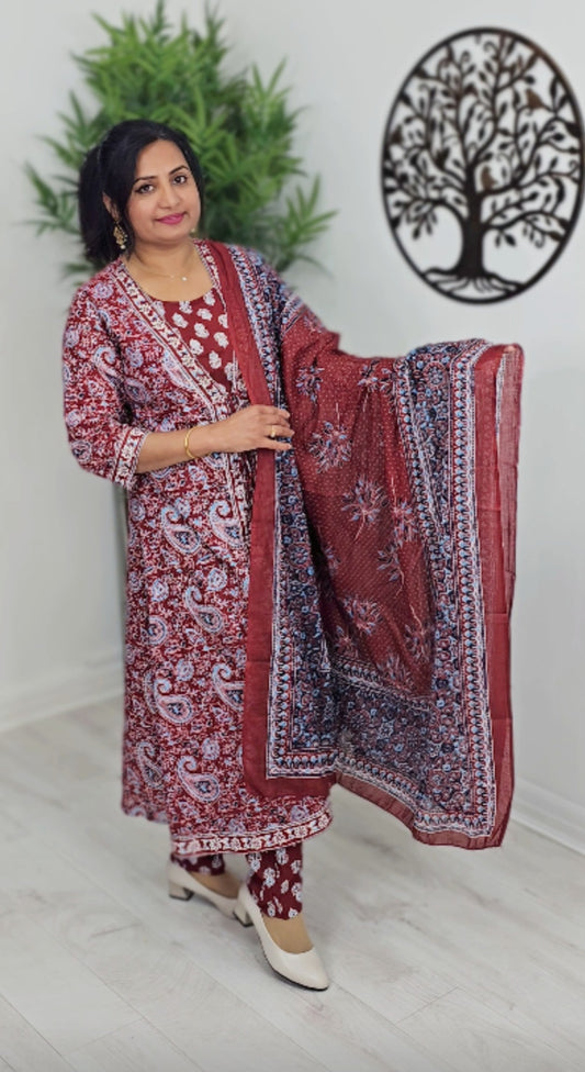 Pure cotton aline three piece suit