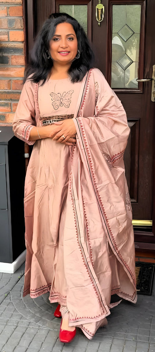 Anarkali soft silk  three piece suit