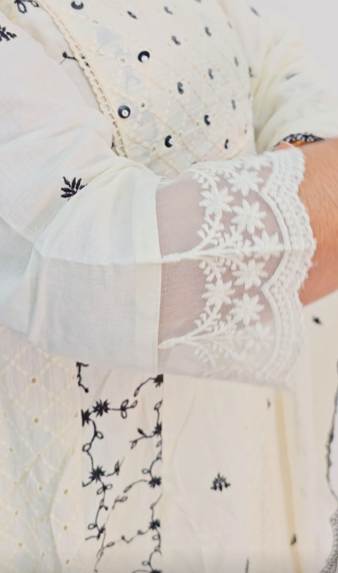 Beautiful embroidered cotton panelcut anarkali three  piece  suit