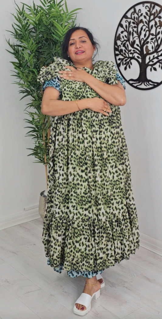 Soft chiffon floral  flared dress