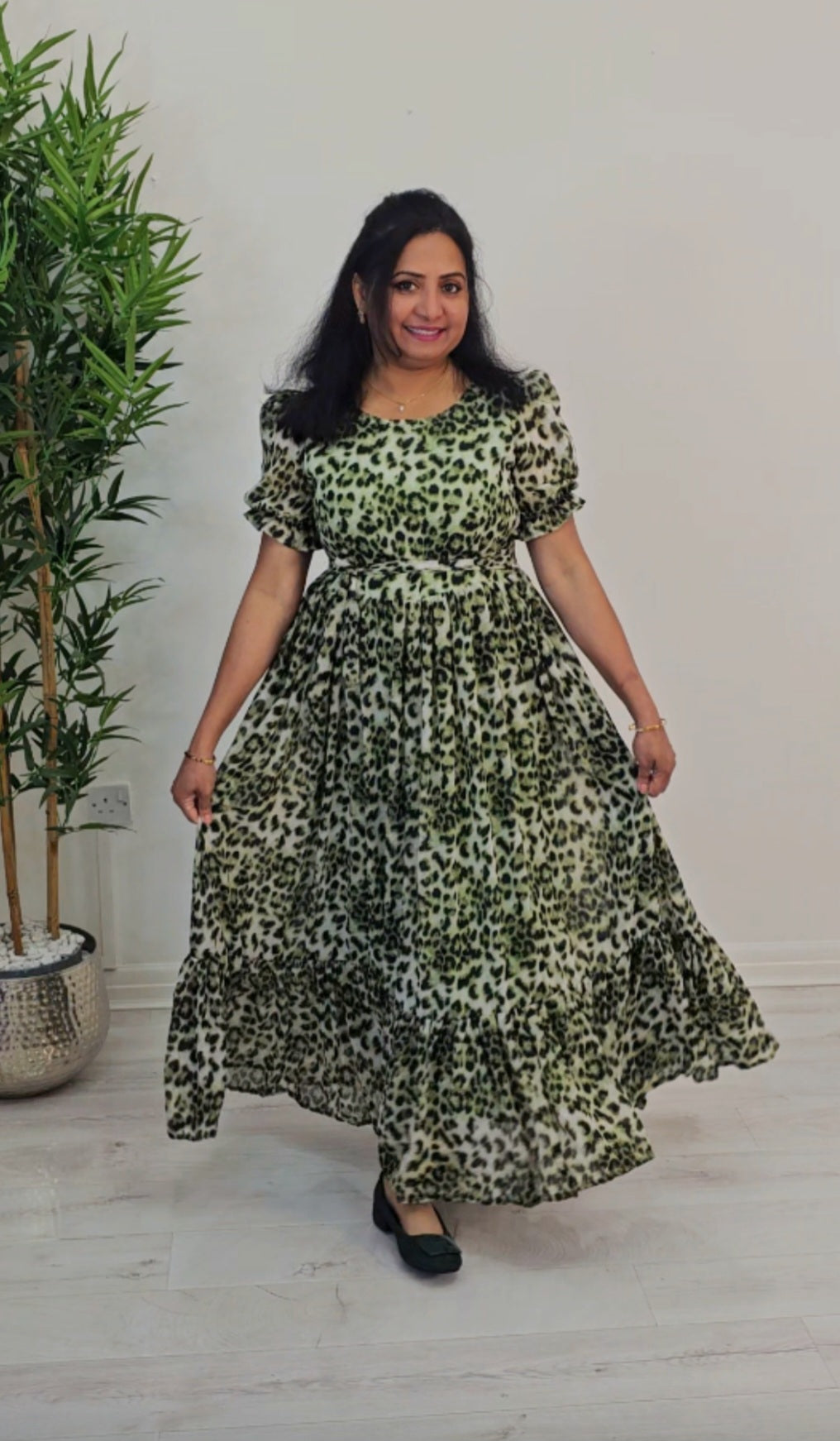 Soft chiffon floral  flared dress