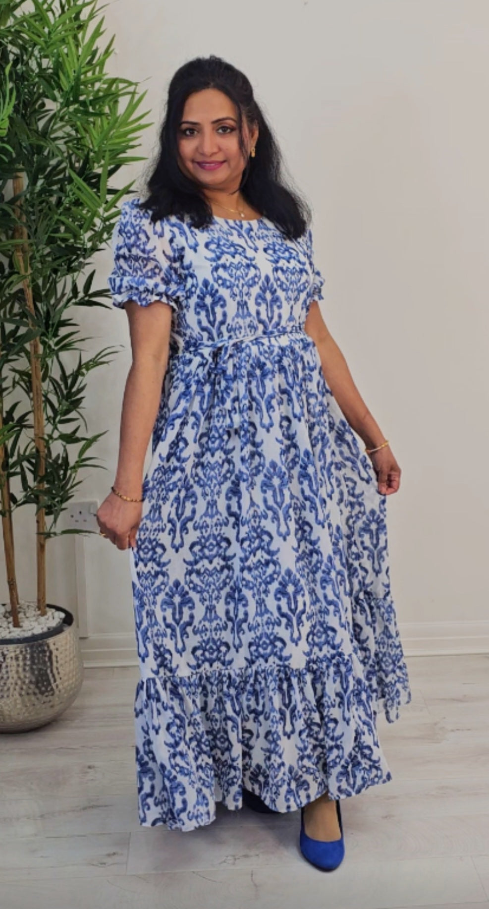 Soft chiffon floral  flared dress