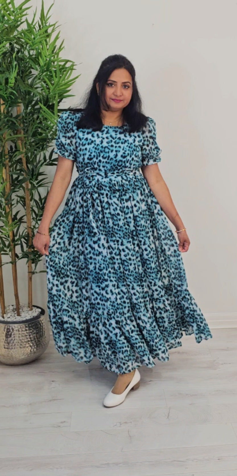 Soft chiffon floral  flared dress