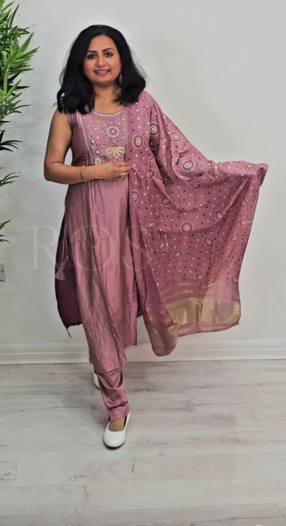 Silk three piece kurti set (readymade)