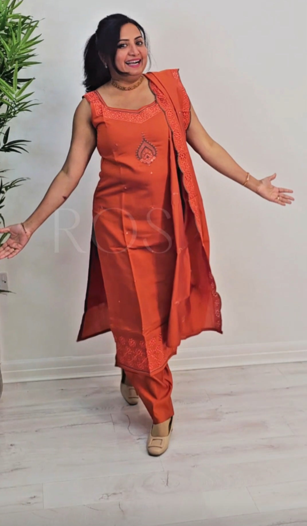 Silk embroidered three piece suit