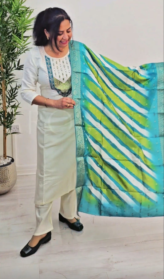 Semi silk three piece suit