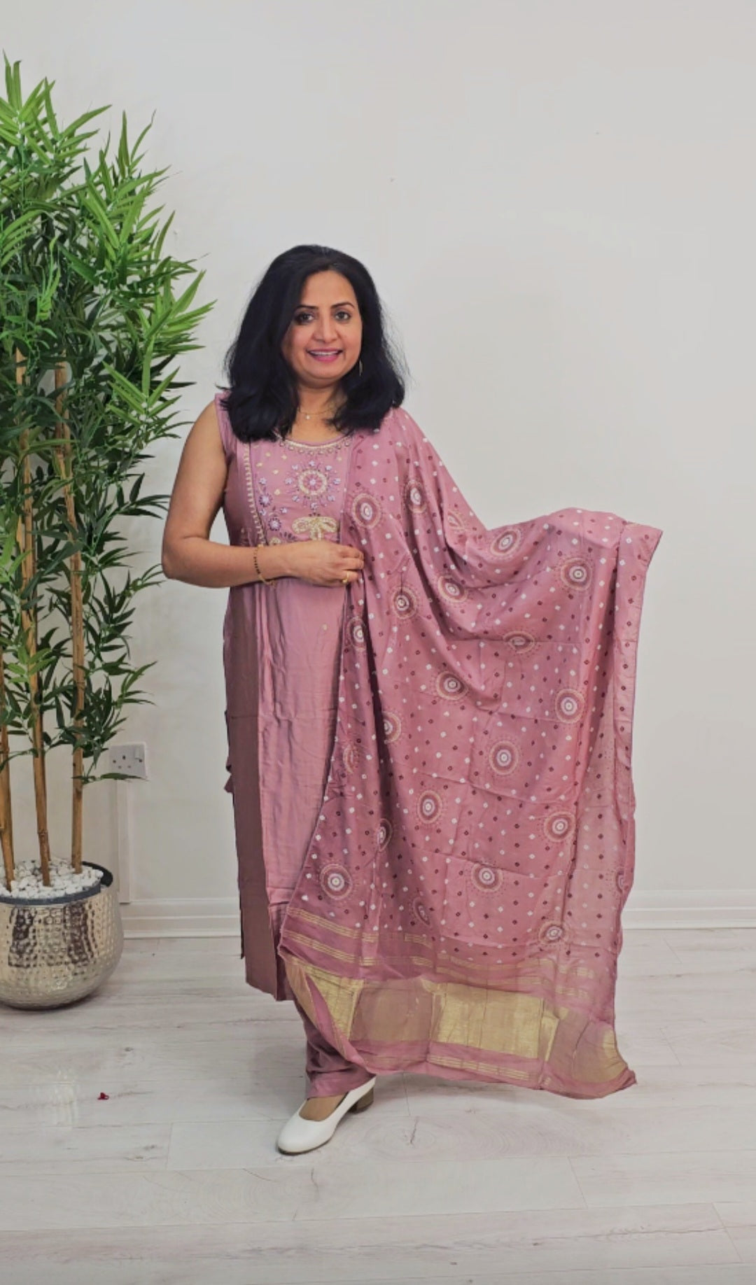 Silk three piece kurti set (readymade)