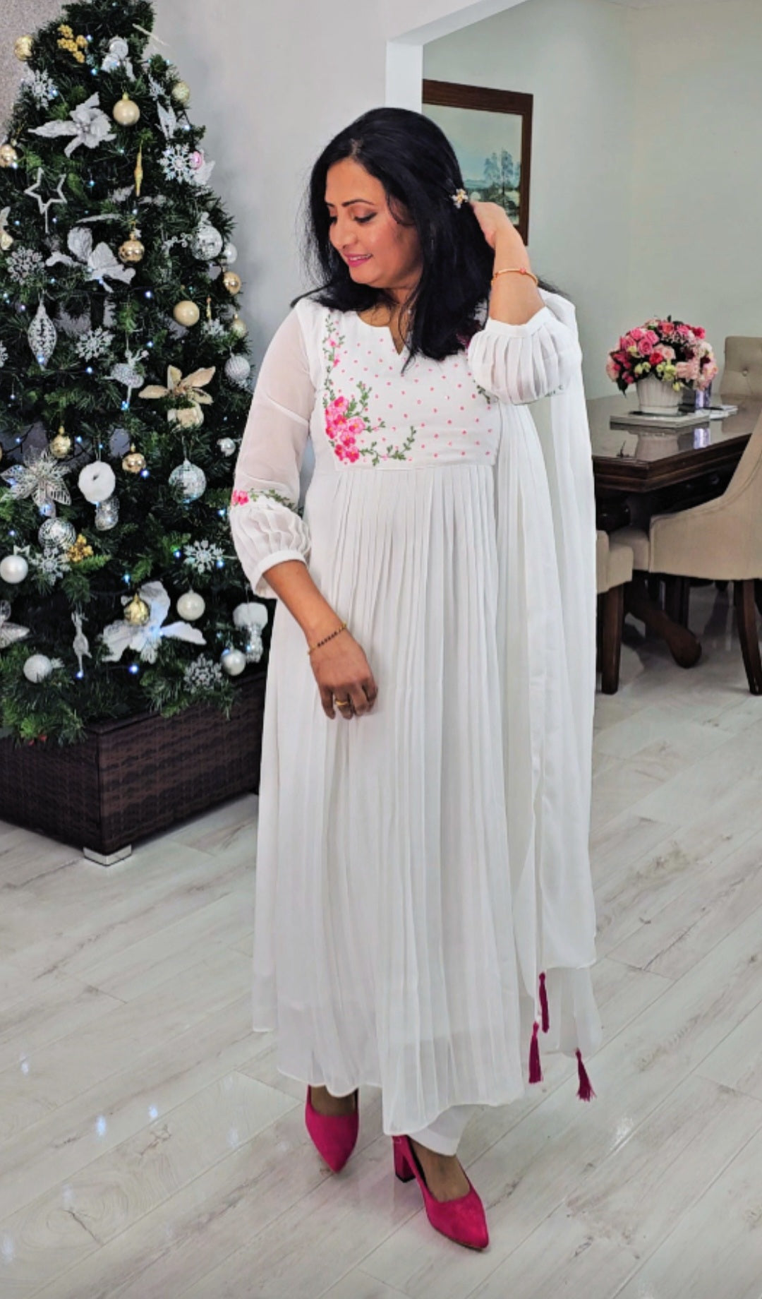 Stunning faux georgette party wear three piece kurti set 💕