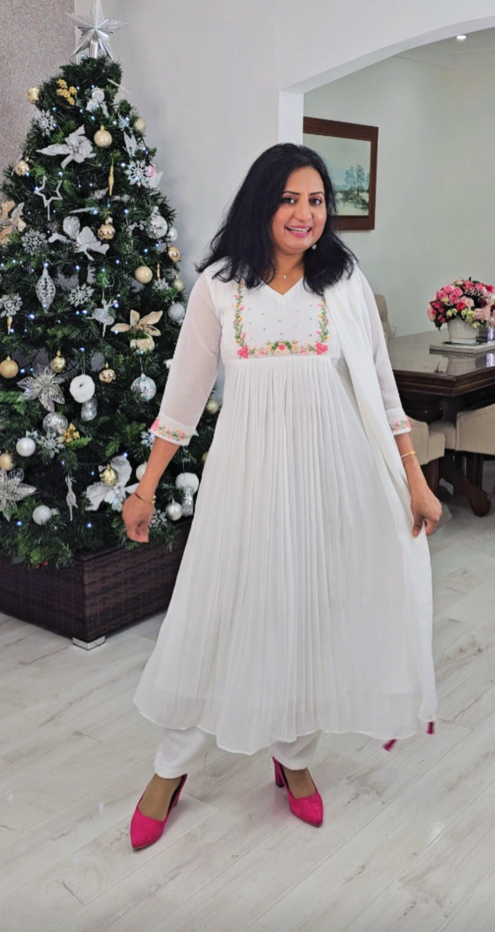 Stunning faux georgette party wear three piece kurti set 💕