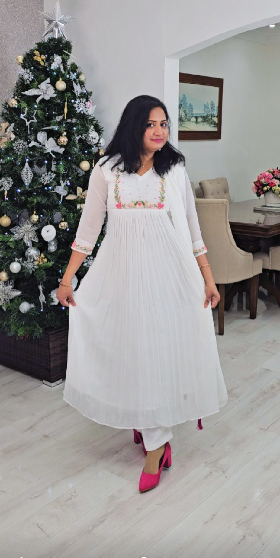 Stunning faux georgette party wear three piece kurti set 💕