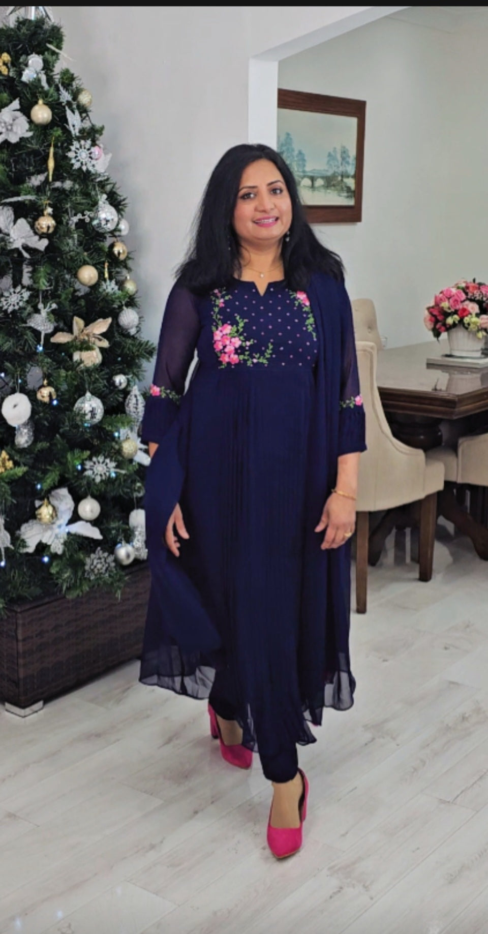 Stunning faux georgette party wear three piece kurti set 💕