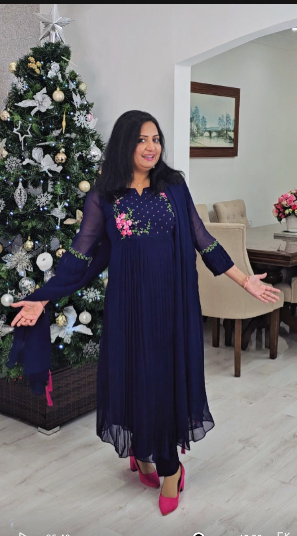 Stunning faux georgette party wear three piece kurti set 💕