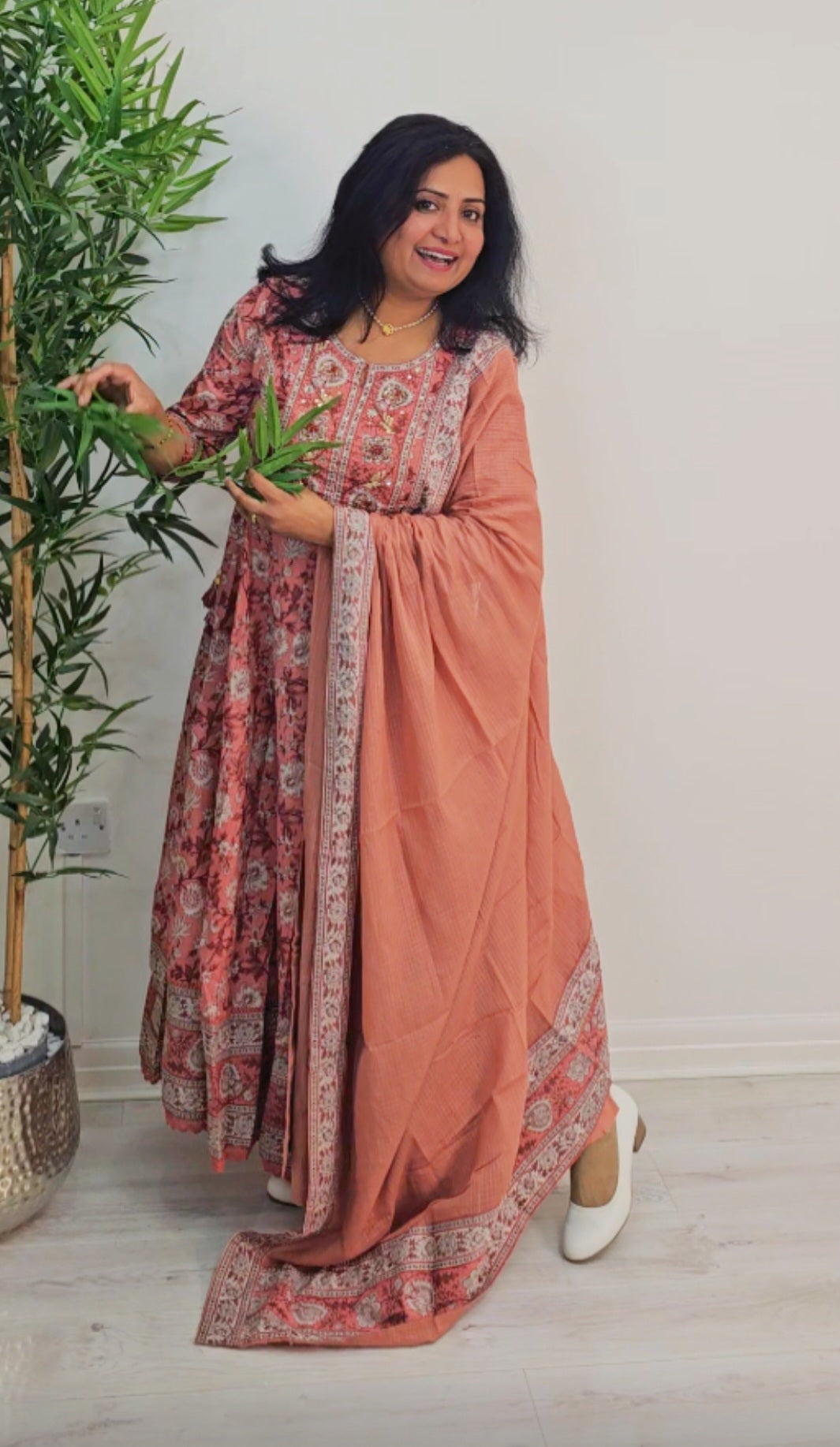 Stunning jaipuri cotton Anarkali suit 💕