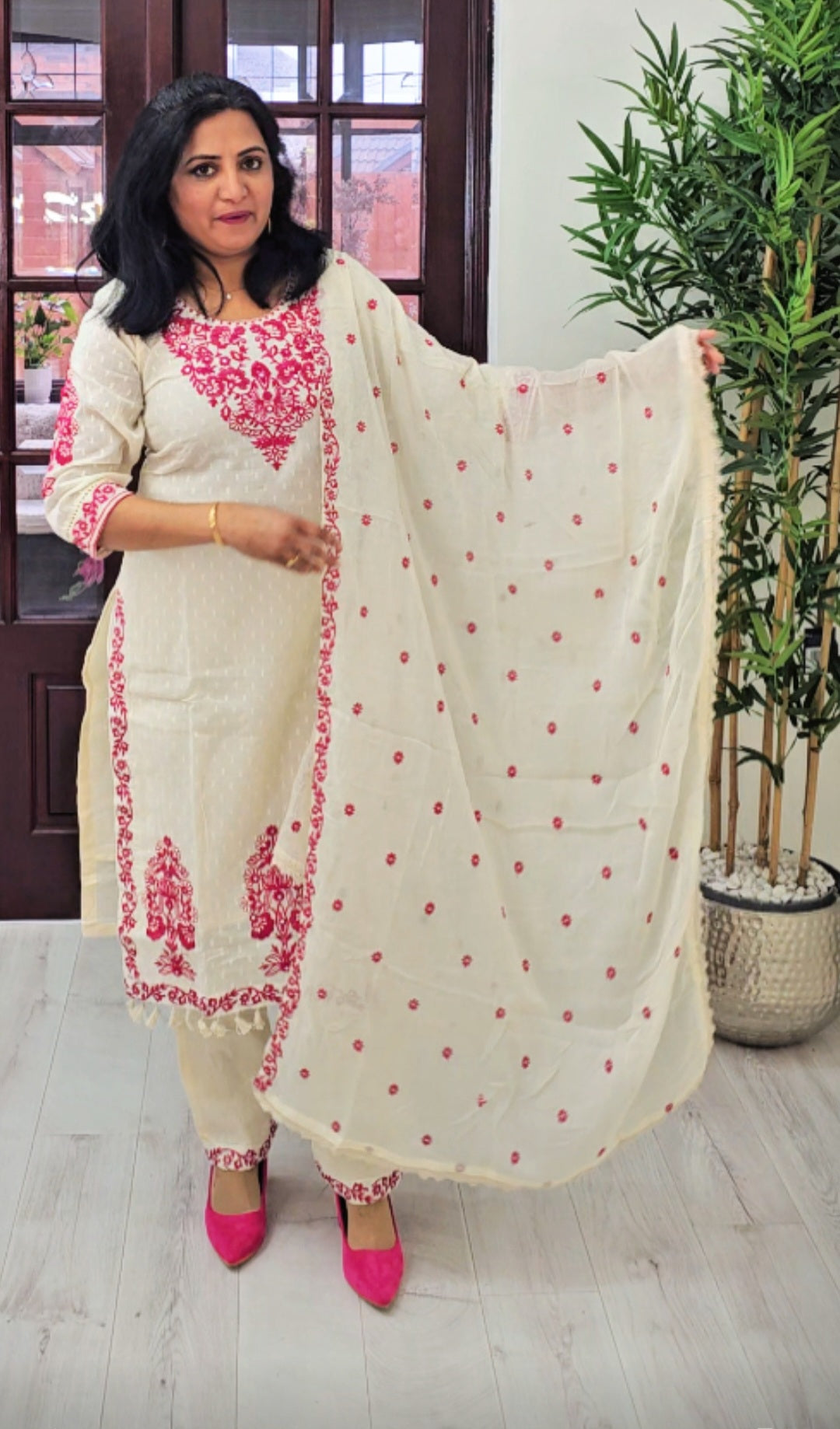 Pure cotton embroidered three piece suit 💕