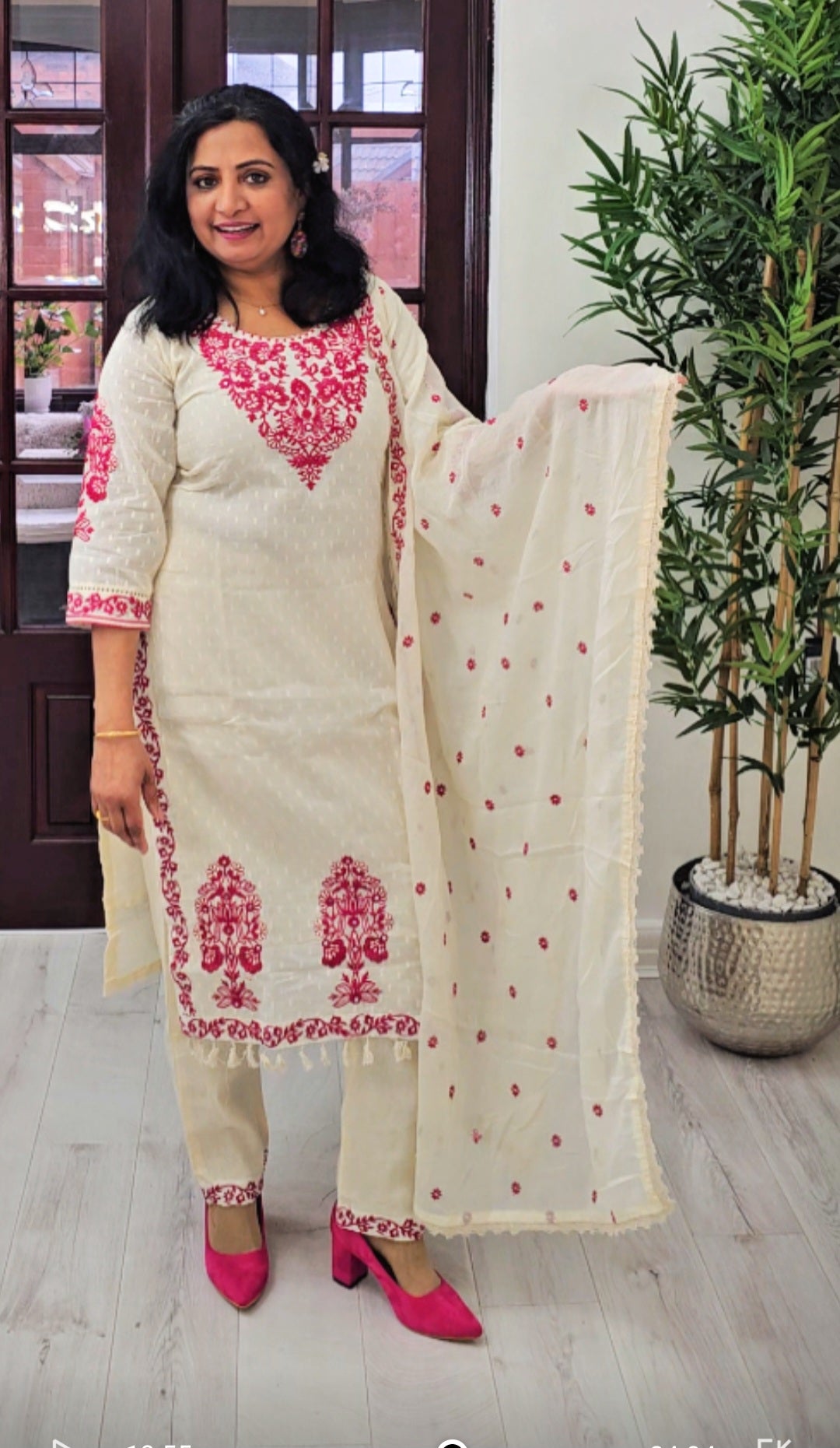 Pure cotton embroidered three piece suit 💕