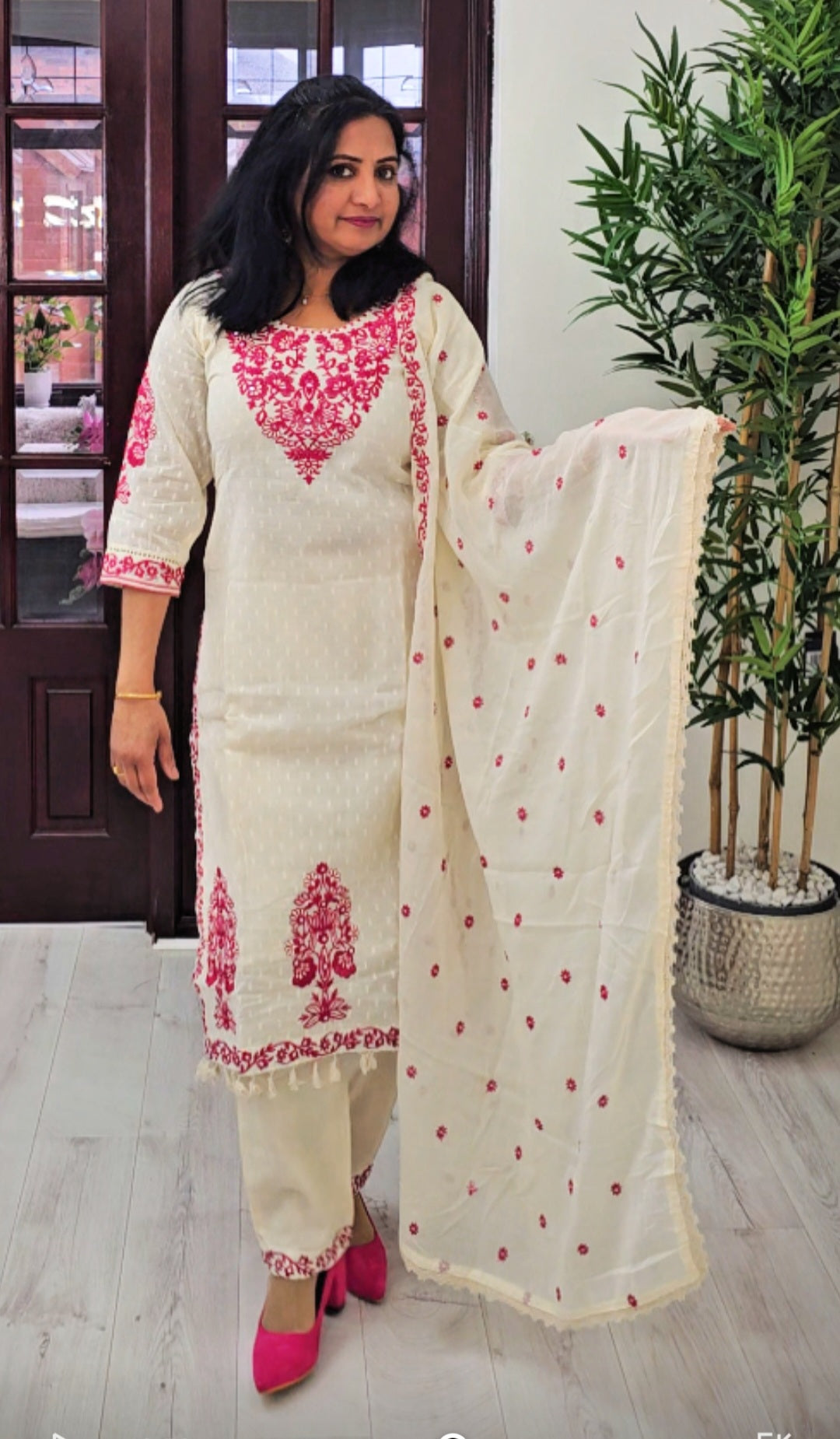 Pure cotton embroidered three piece suit 💕