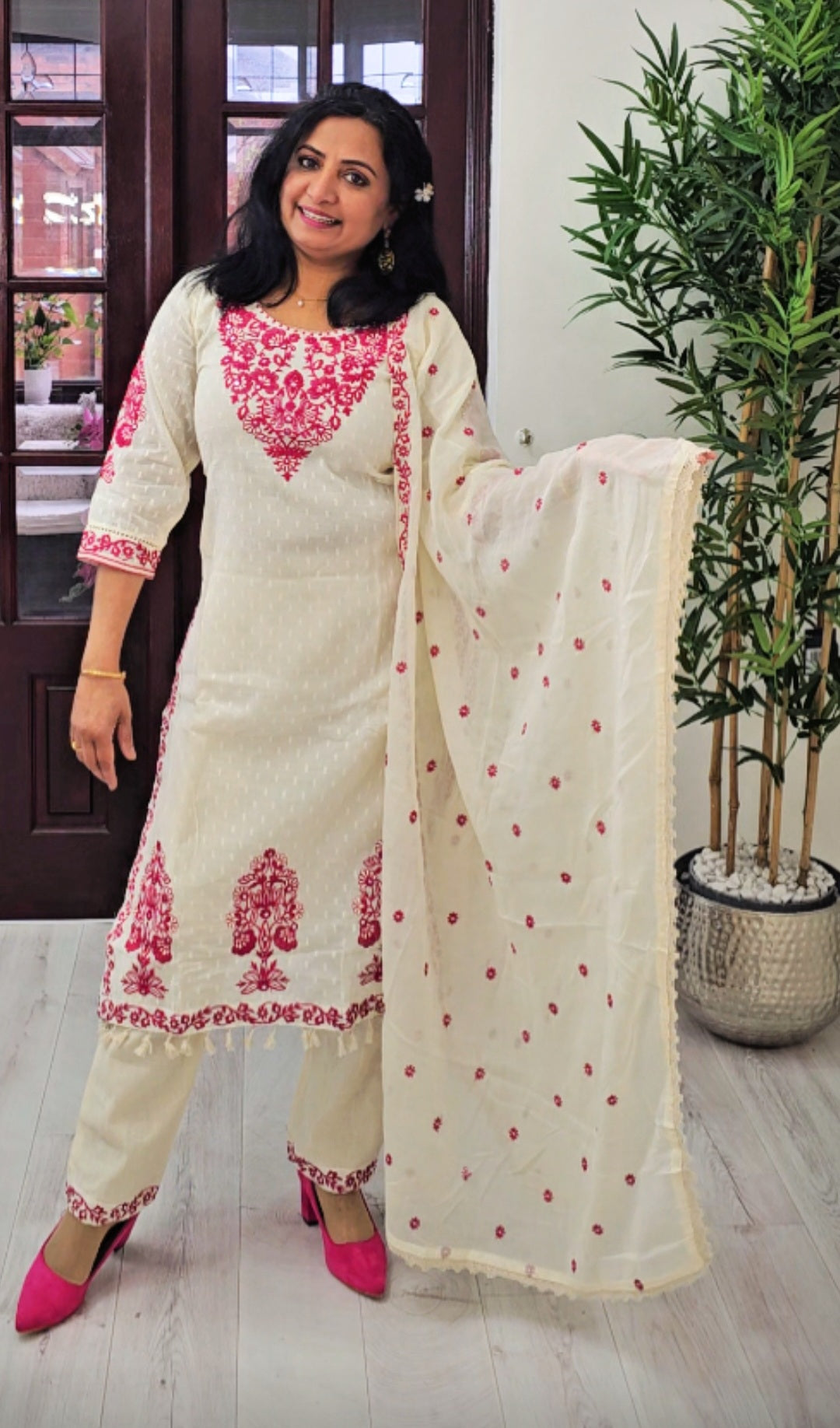 Pure cotton embroidered three piece suit 💕