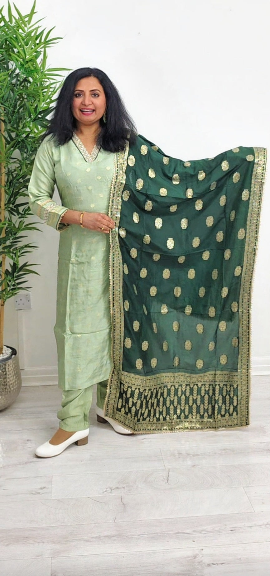 Beautiful Semi Silk there piece suit with banarasi dupatta