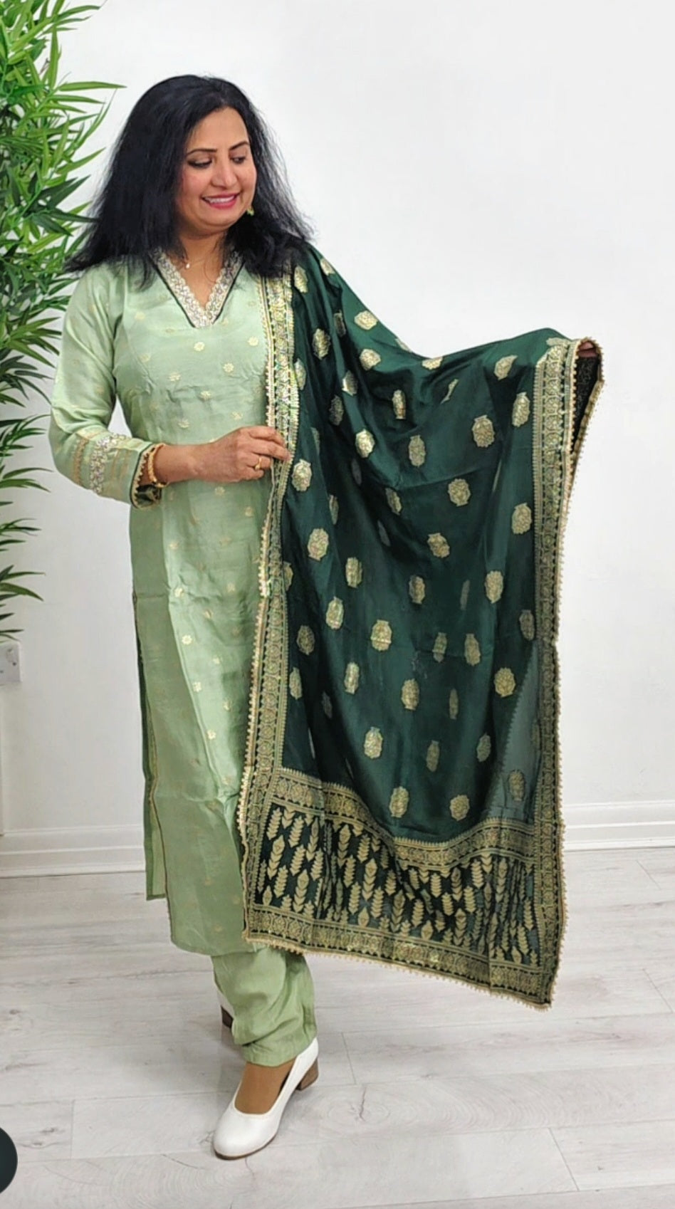 Beautiful Semi Silk there piece suit with banarasi dupatta