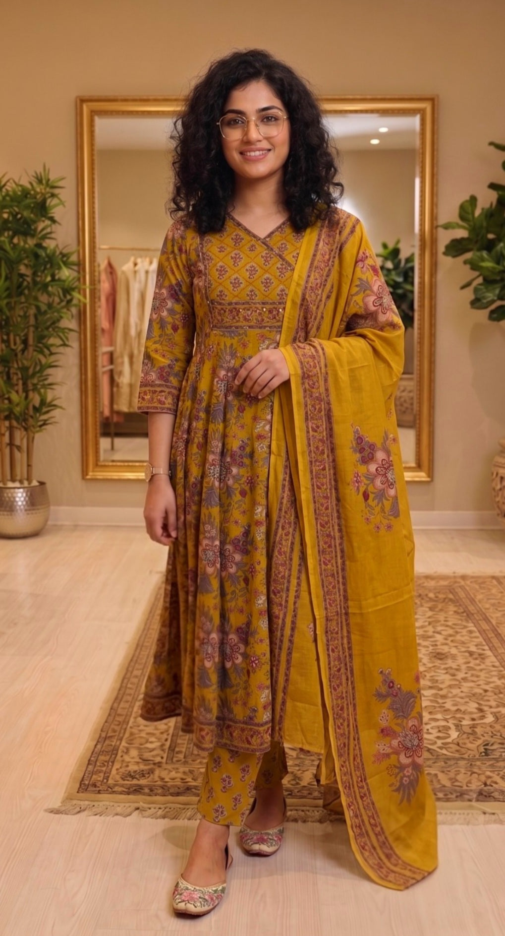 Pure cotton panel cut anarkali three piece suit 💕