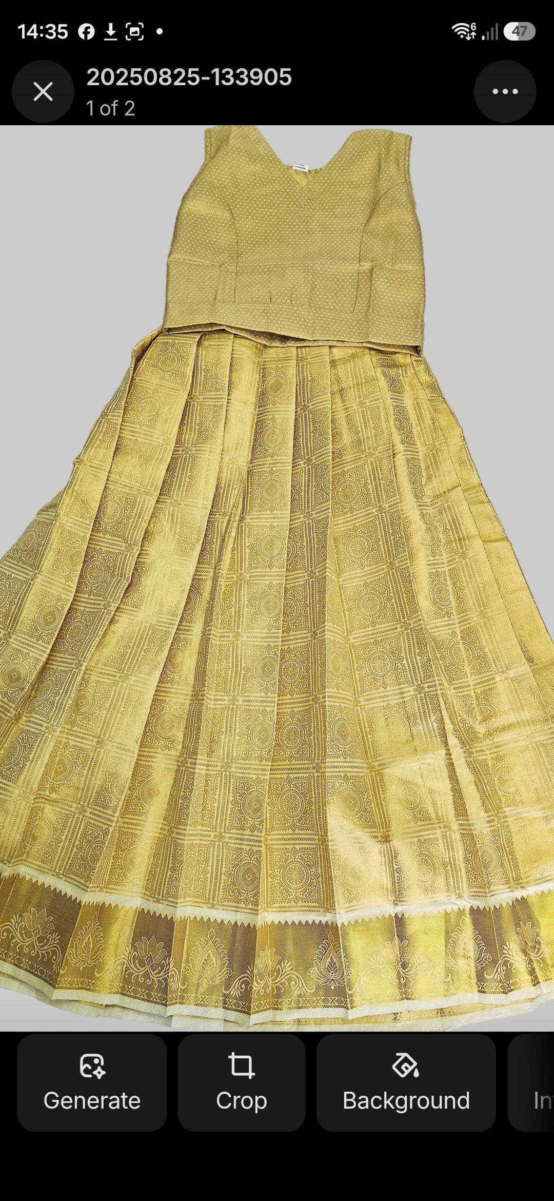 Teenage girls Onam Banarasi top and skirt
