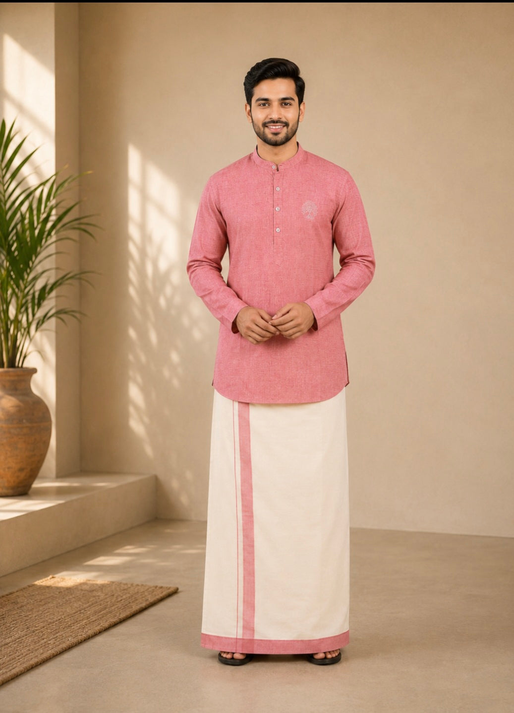 Cotton kurtha with mundu