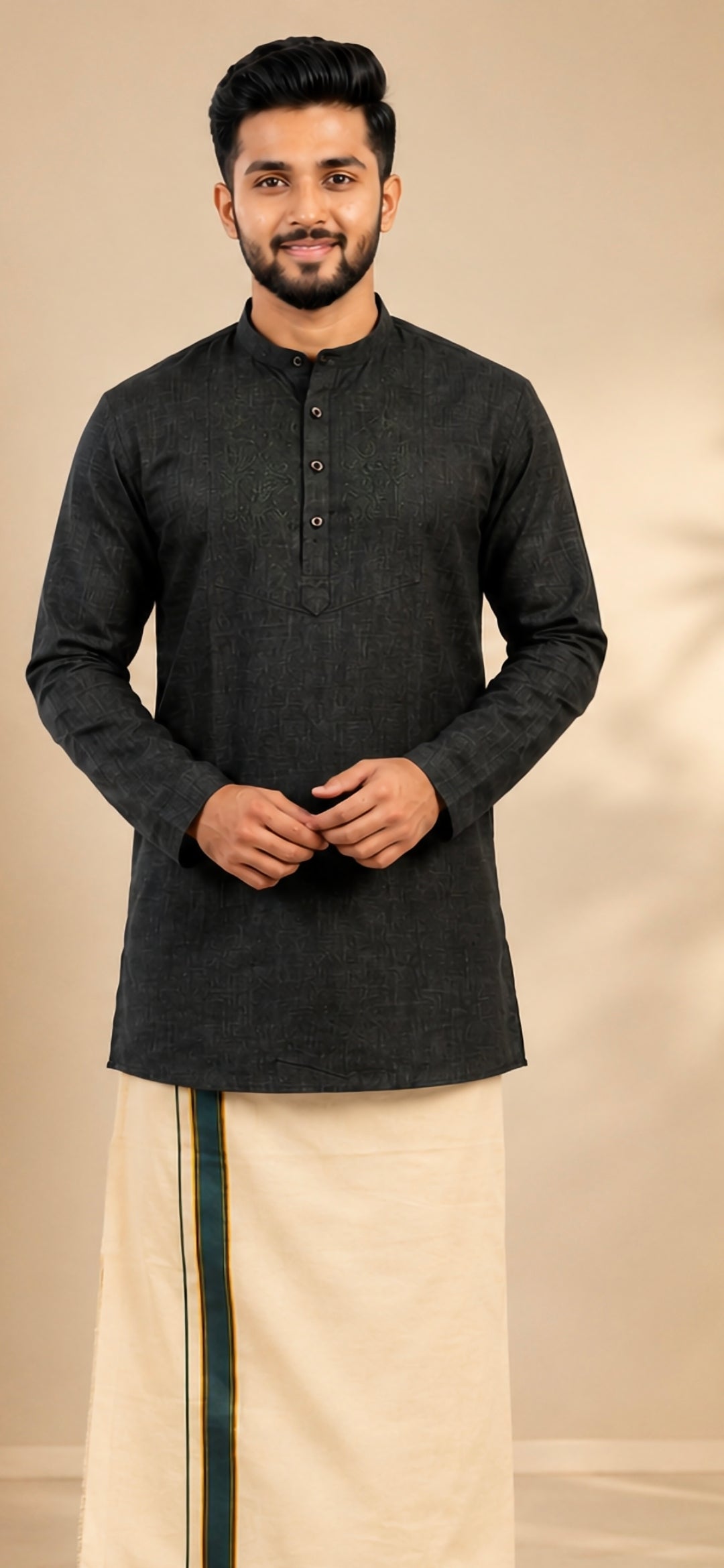 Cotton kurtha with mundu ( green)