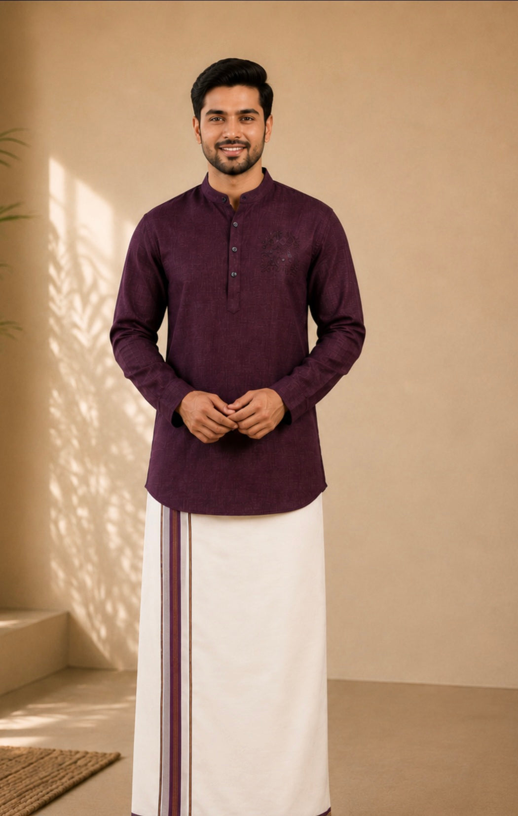 Cotton kurtha with mundu