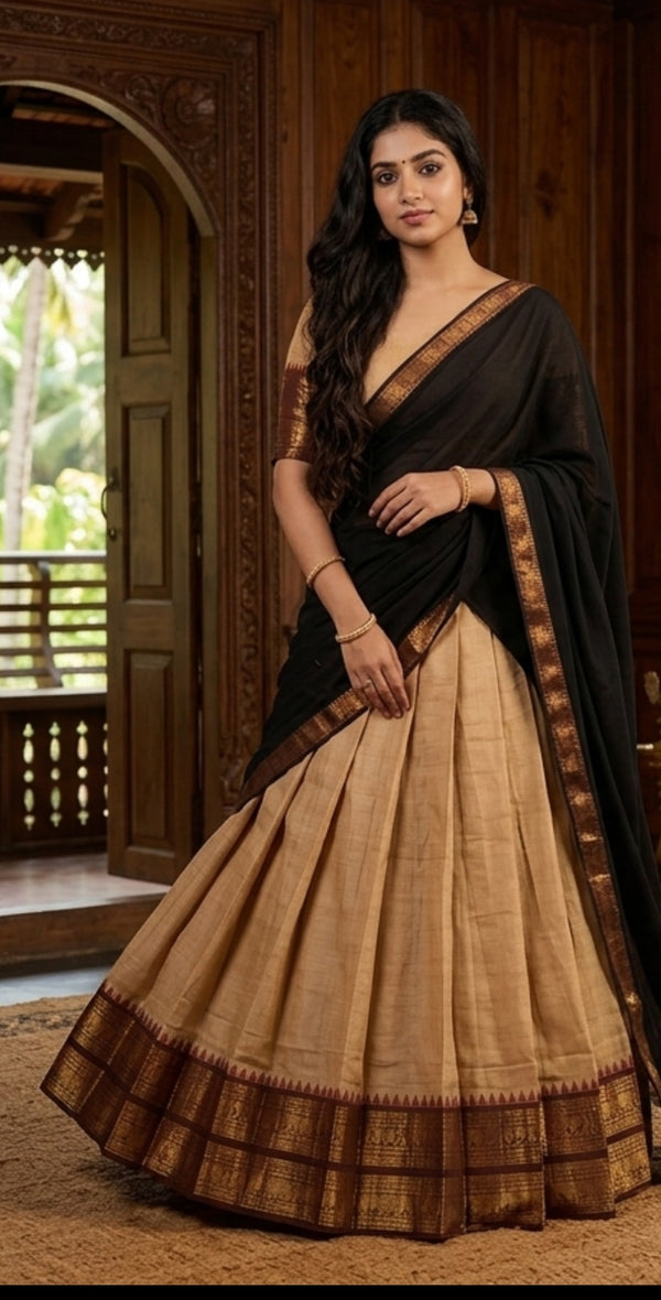 Kanchi cotton ready made dhavani set