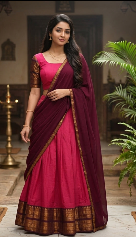 Beautiful Onam Kanchi cotton dhavani set 💕
