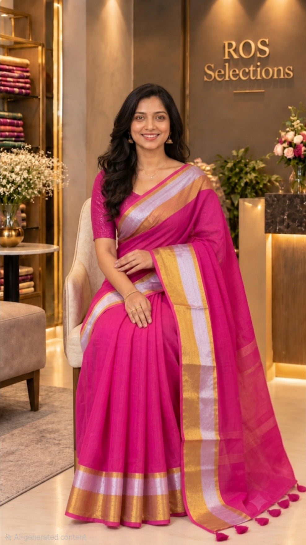 Beautiful Mul cotton saree with gold and silver borders 💕