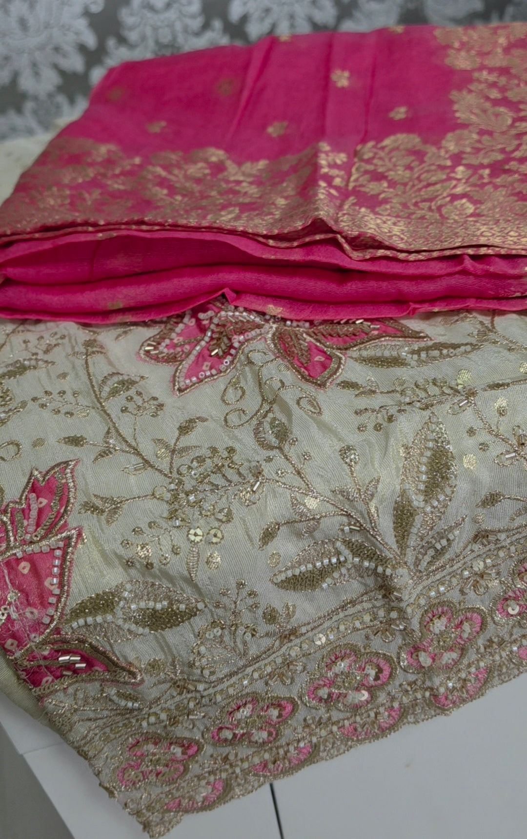 Crush shimmer silk churidar set