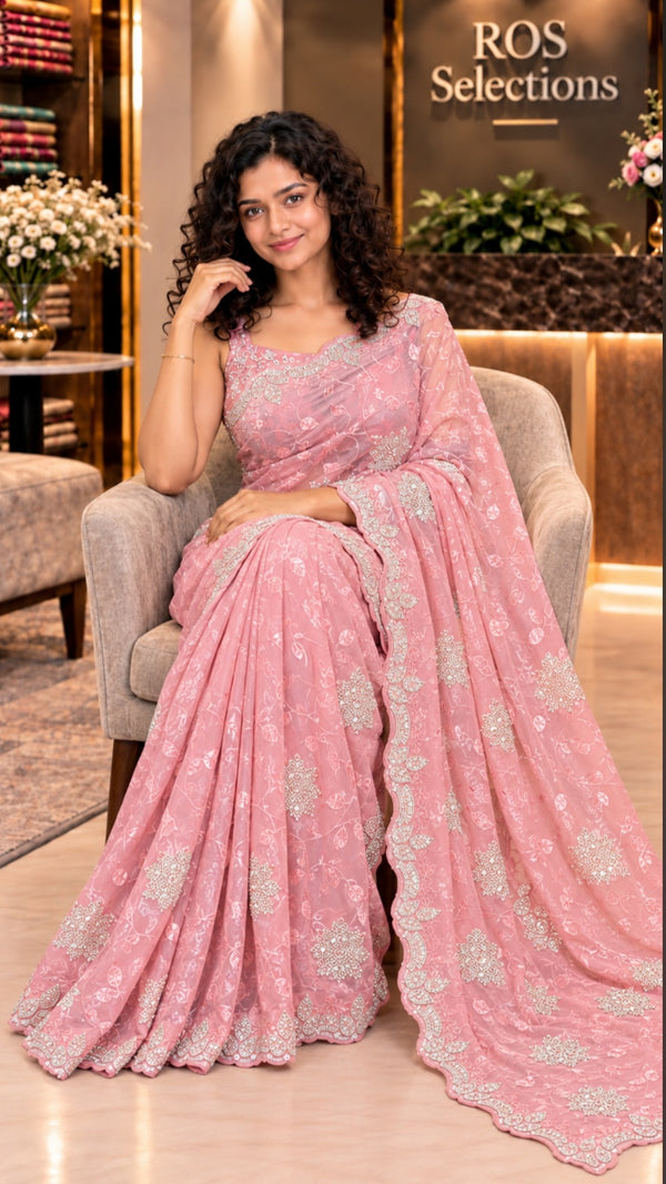 Tora silk hevy worked party wear Bollywood saree