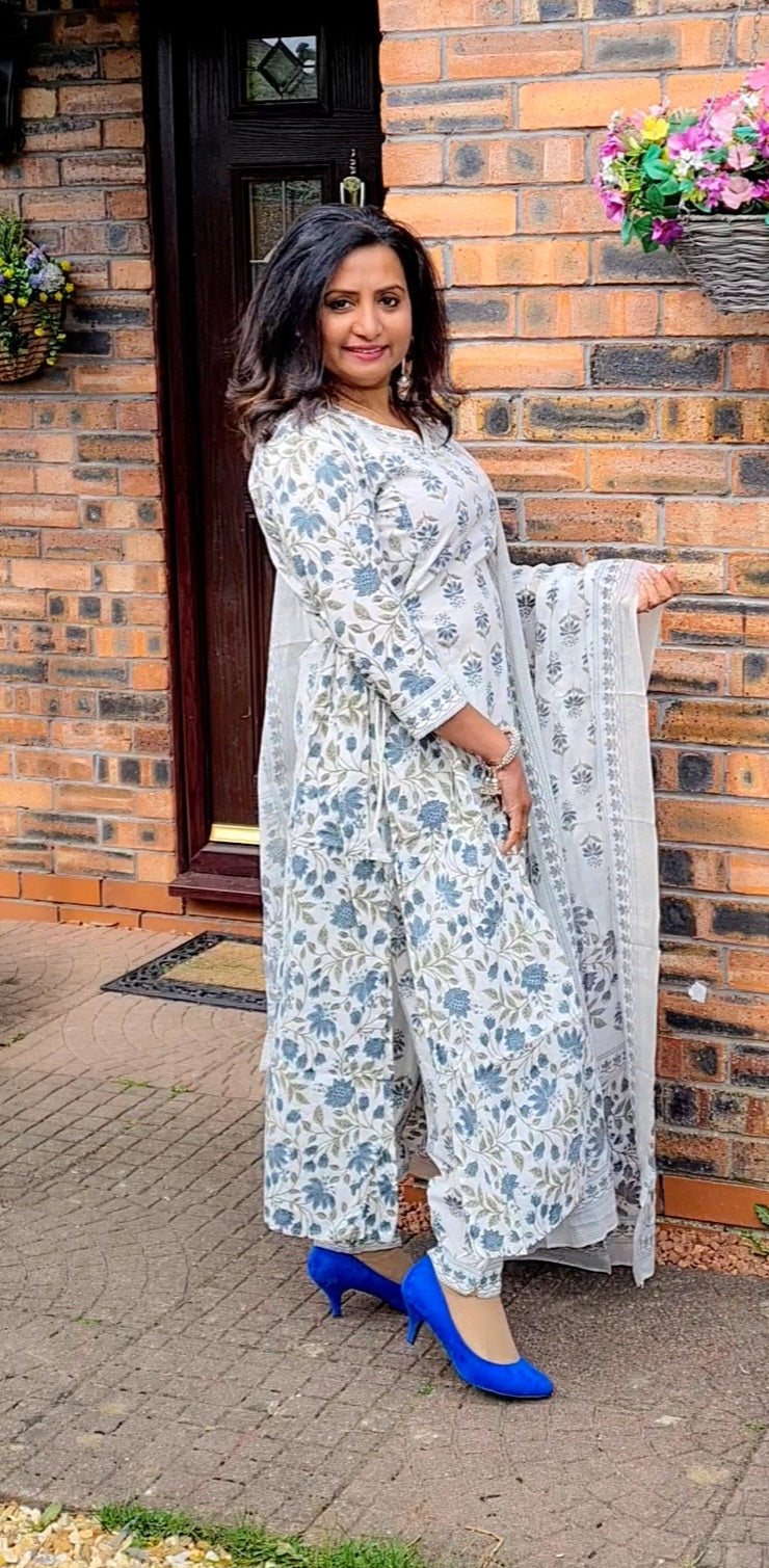 Beautiful pure cotton three piece floral suit