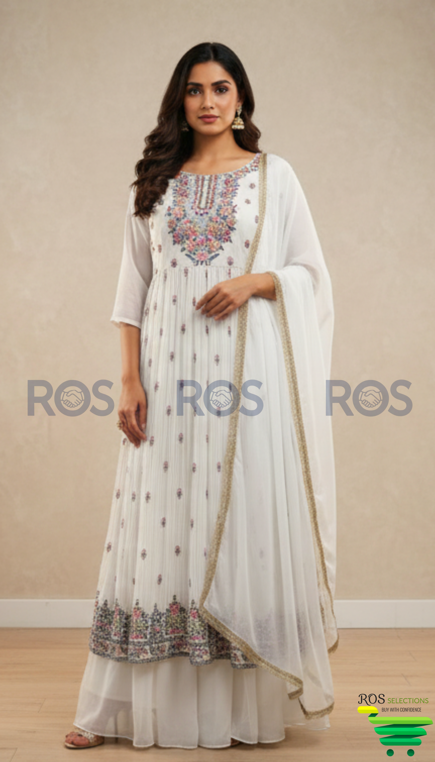 Beautiful embroidered Georgette top with plazo bottom