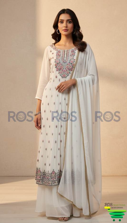 Beautiful embroidered Georgette top with plazo bottom