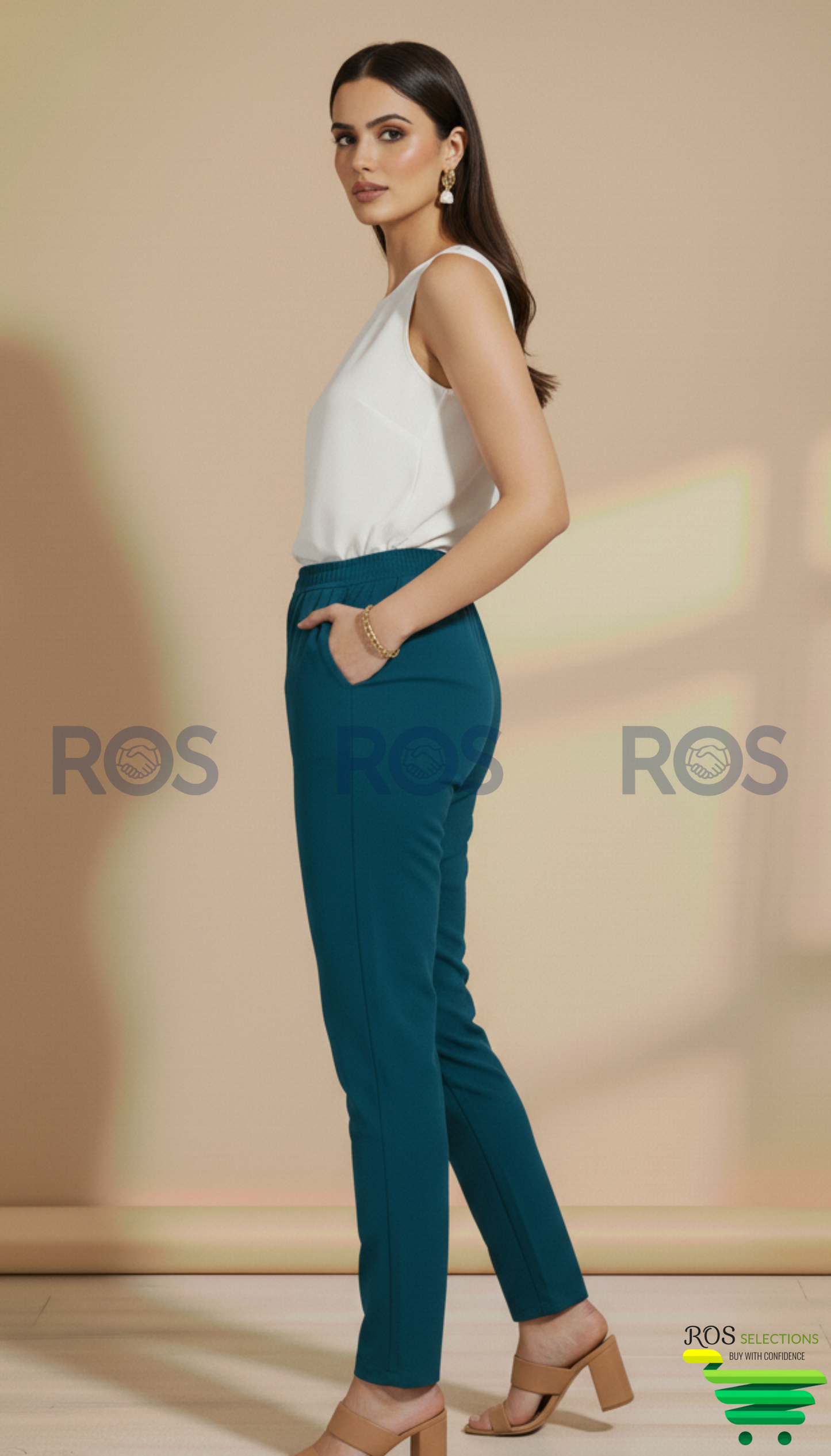 Teal blue Straight pants for kurti