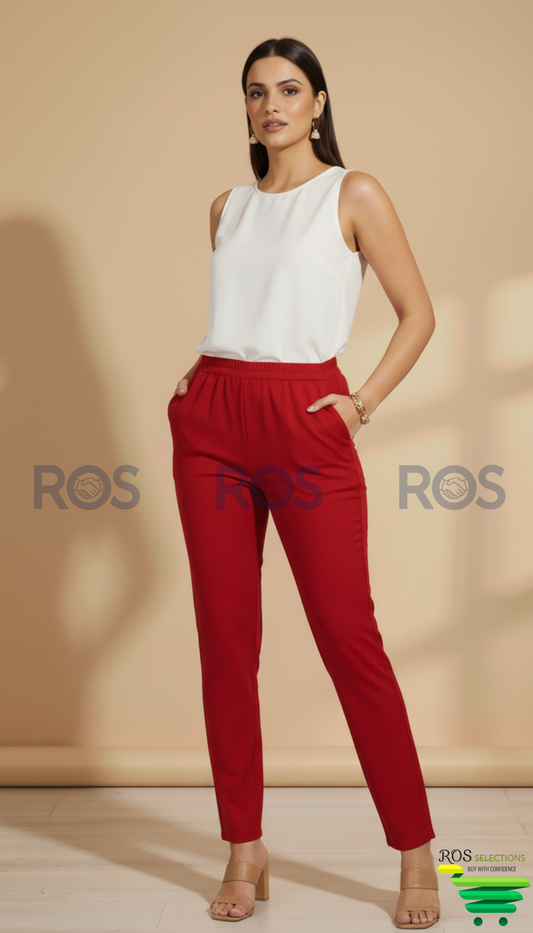 Chilli red Straight pants for kurti