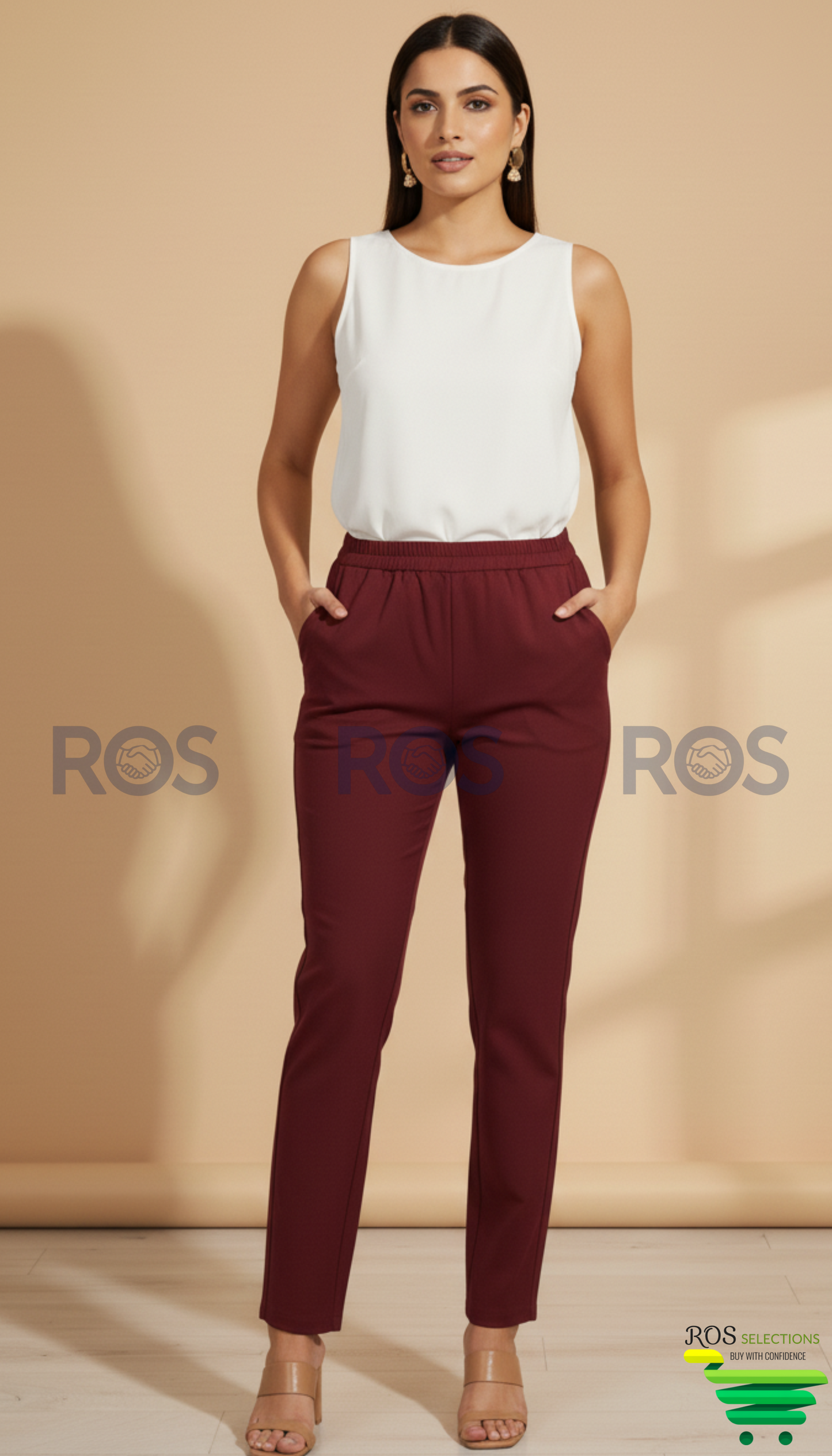 Maroon straightcut pant for kurti