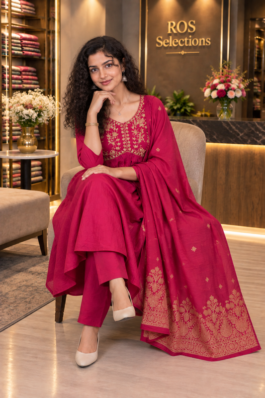 Women's silk Alia cut  churidar set