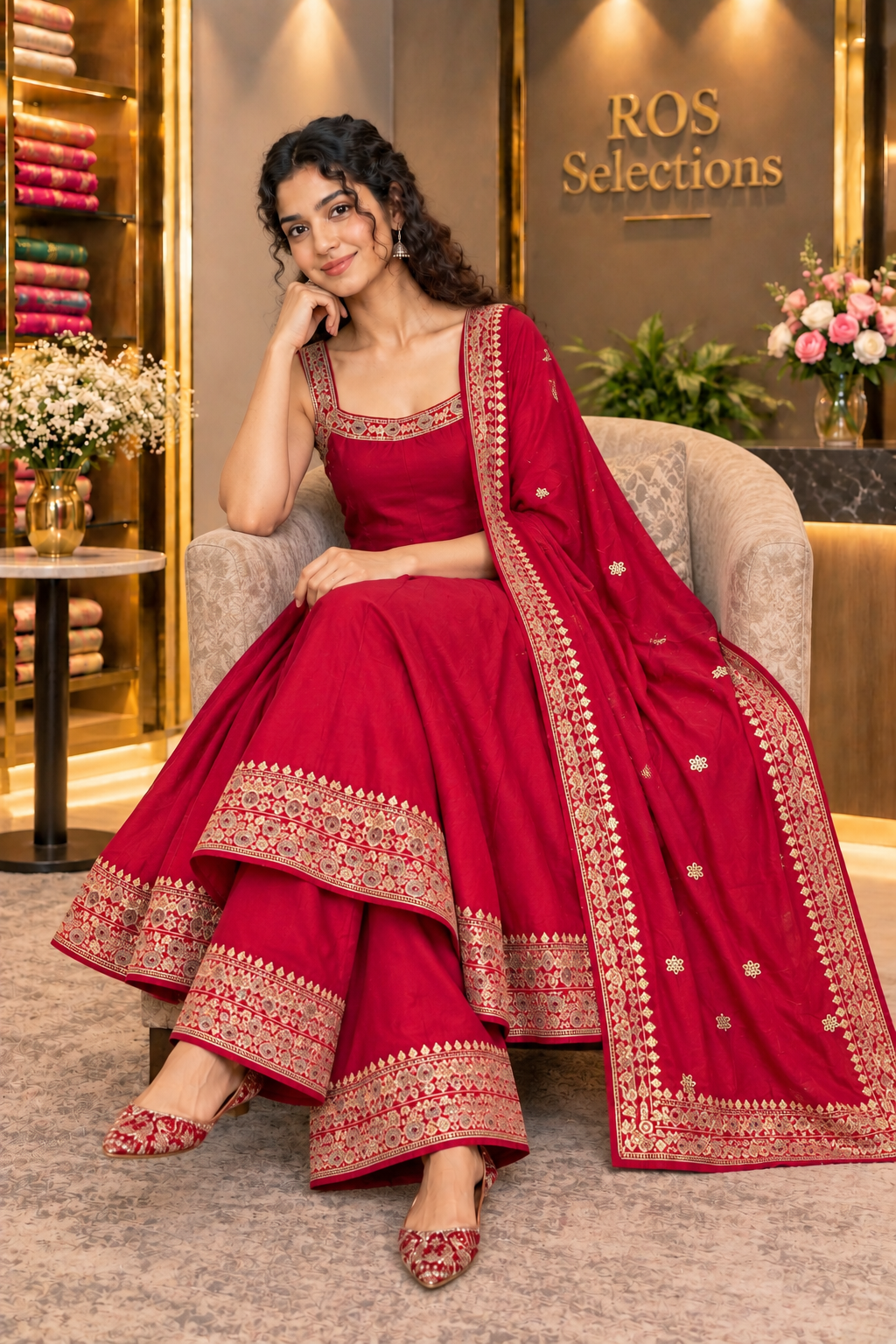 Silk party wear anarkali set
