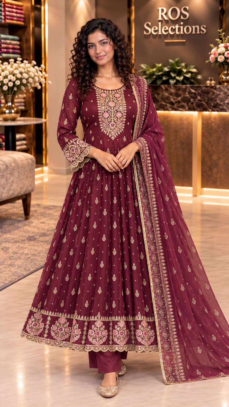 Party wear crepe anarkali gown