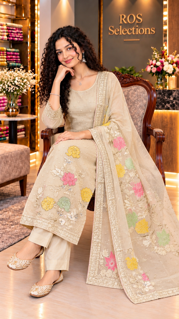 Partywear Silk readymade salwar set